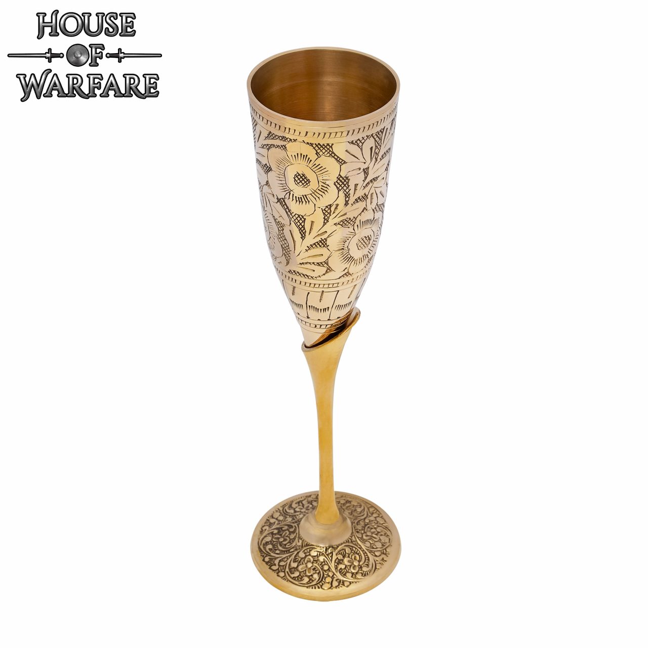 Cáliz Copa de Latón Grabado con Motivo Floral - Decoración Artesanal Medieval - Imagen 6