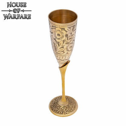 Cáliz Copa de Latón Grabado con Motivo Floral - Decoración Artesanal Medieval - Imagen 6
