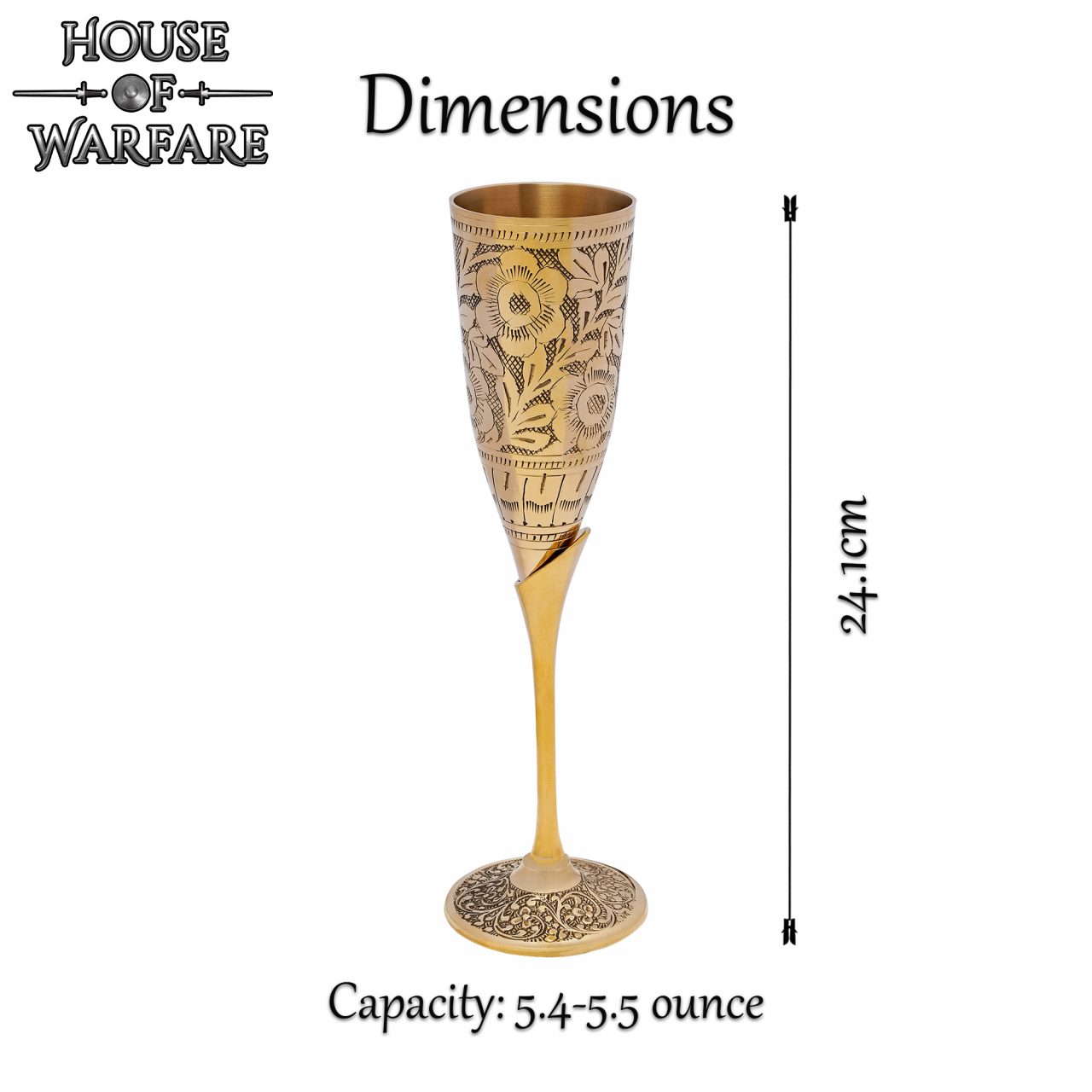 Cáliz Copa de Latón Grabado con Motivo Floral - Decoración Artesanal Medieval - Imagen 3