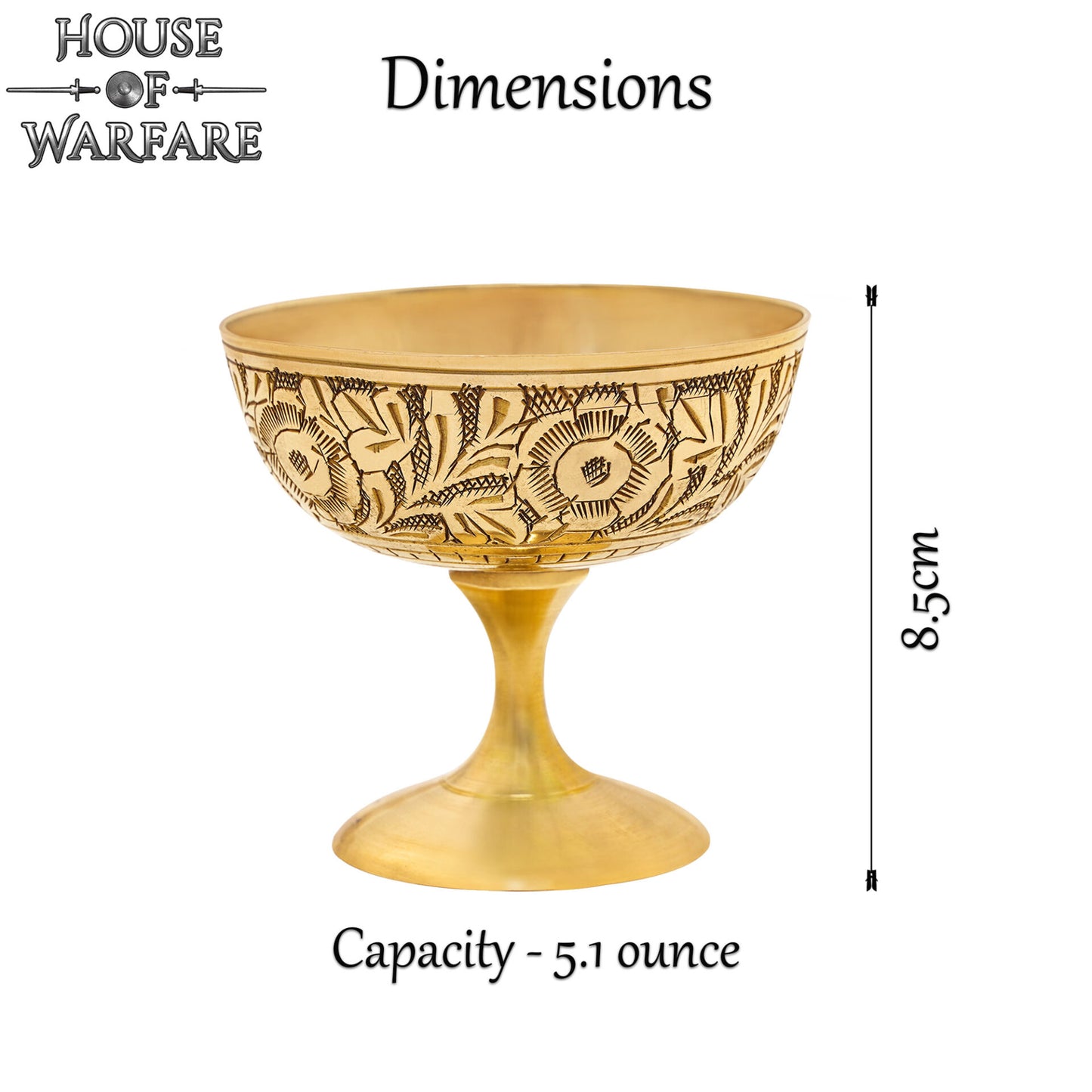 Copa Medieval Cáliz Vintage de Latón - Copa en Relieve para Fiestas y Decoración del Hogar - Imagen 8