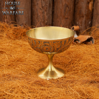 Copa Medieval Cáliz Vintage de Latón - Copa en Relieve para Fiestas y Decoración del Hogar - Imagen 9