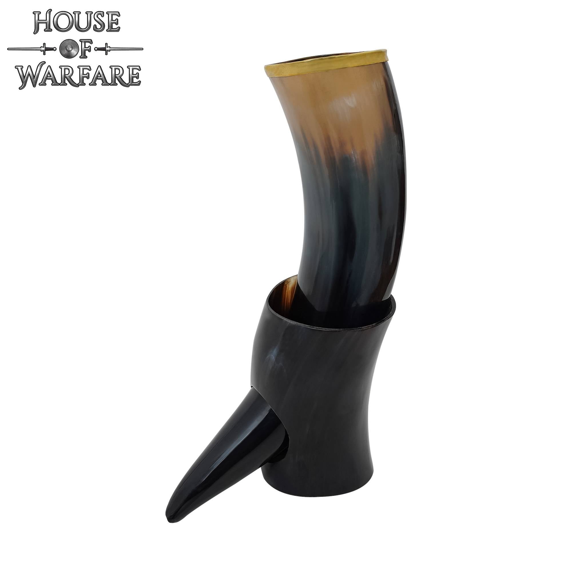 Cuerno de Beber Vikingo Medieval Auténtico con Soporte - Imagen 1