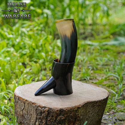 Cuerno de Beber Vikingo Medieval Auténtico con Soporte - Imagen 2