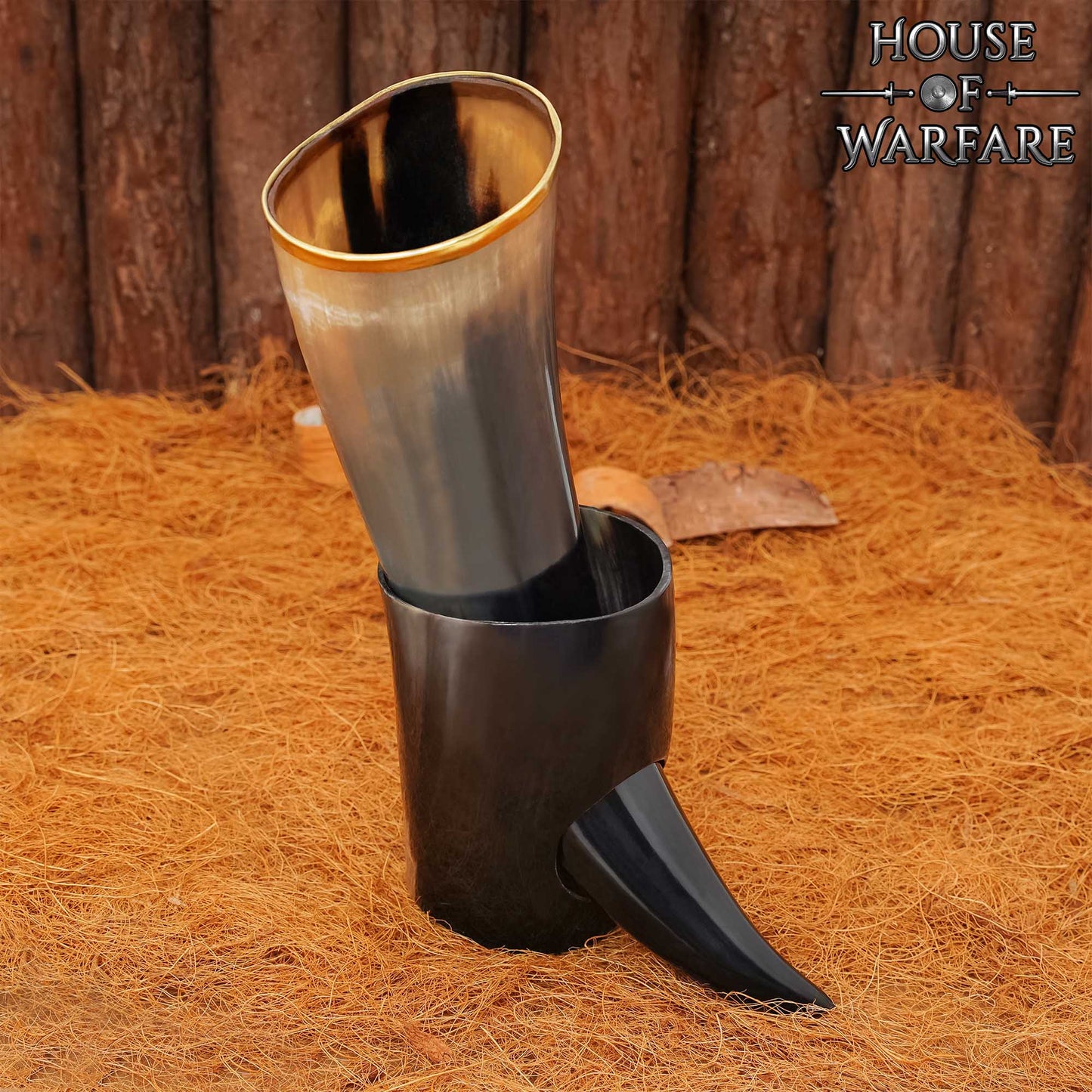 Cuerno de Beber Vikingo Medieval Auténtico con Soporte - Imagen 4