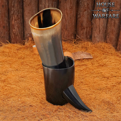Cuerno de Beber Vikingo Medieval Auténtico con Soporte - Imagen 4