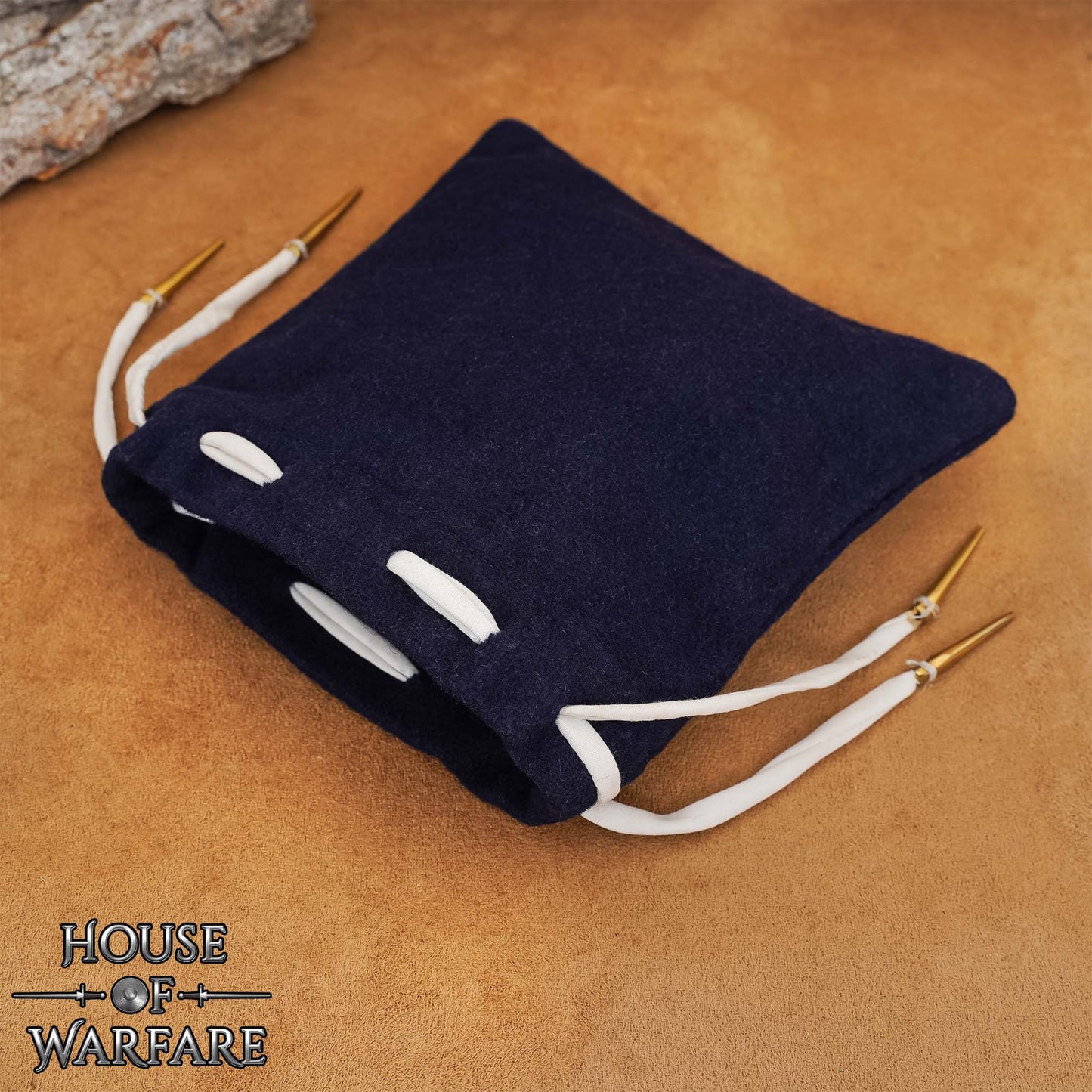 Bolsa Medieval de Lana con Cordón Azul Marino - Imagen 7