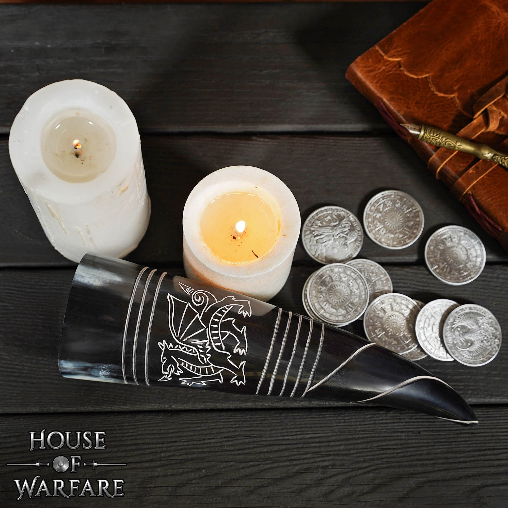 Cuerno para Beber "el Dragón Celta" 400 Ml Elaborado a Mano con Auténtico Cuerno de Buey - Imagen 5