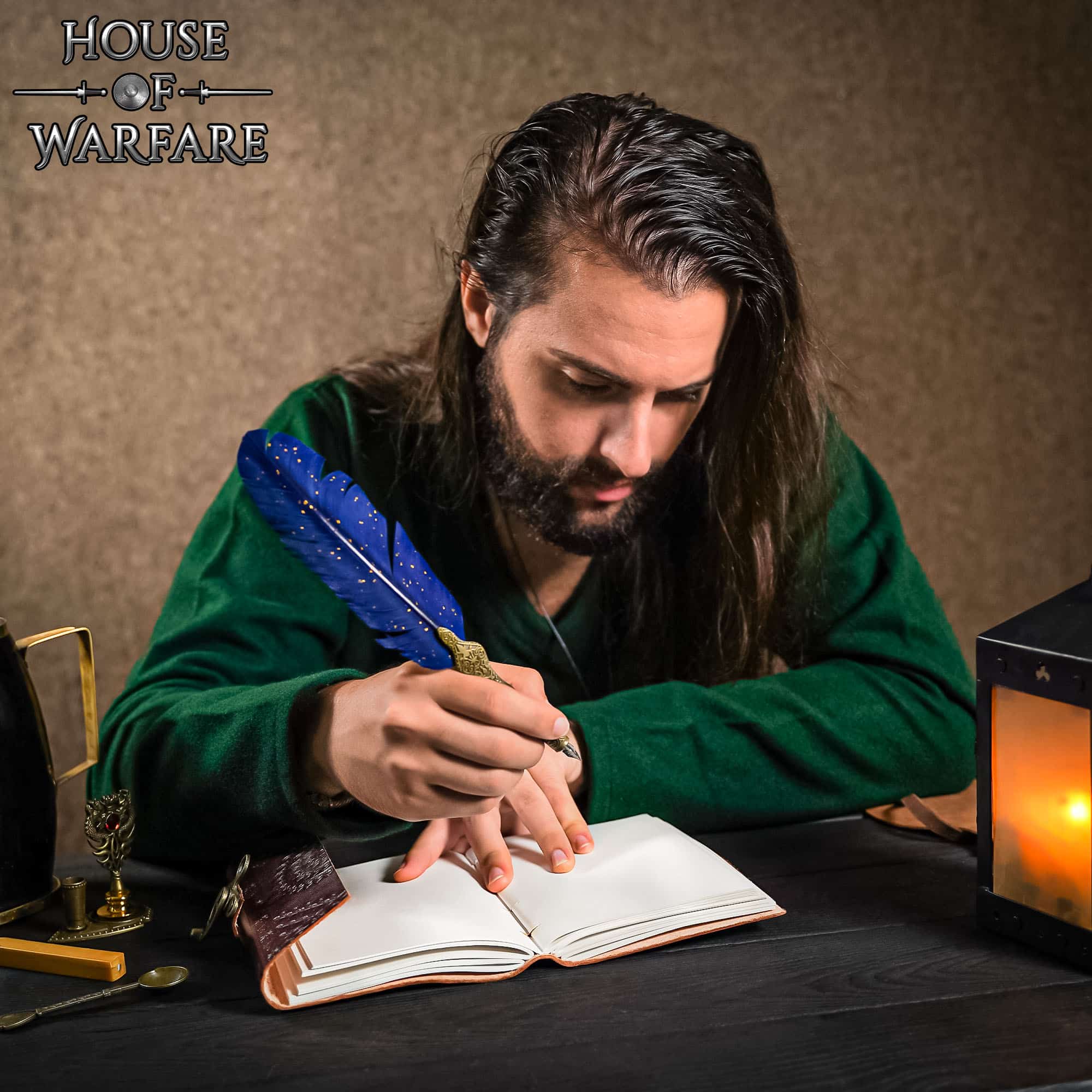 Diario Medieval de Cuero Grabado con Piedra Azul - Diario Artesanal con Cerradura de Latón - Imagen 12