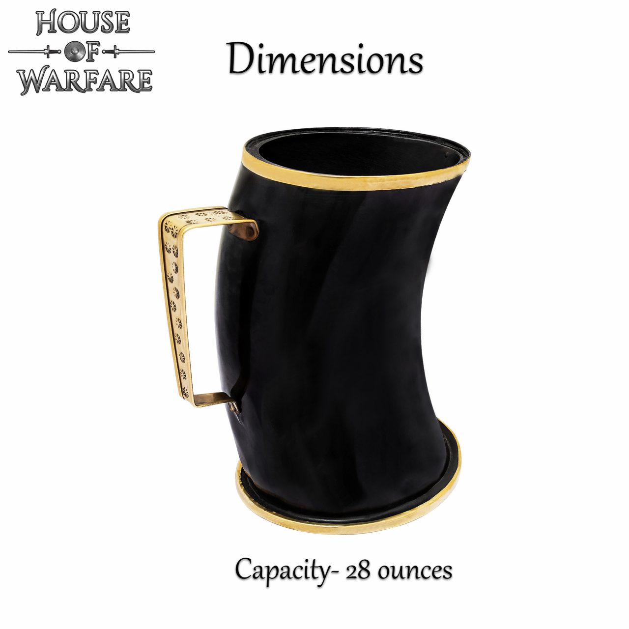 Jarra de Cuerno de Buey Estilo Vikingo con Borde de Latón Hecha a Mano - Imagen 3