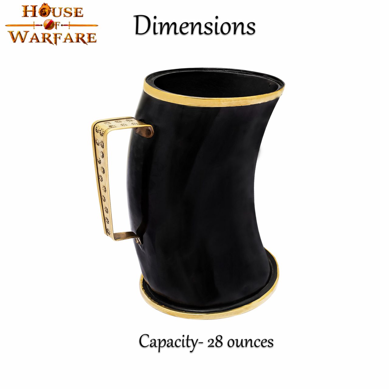 Jarra de Cuerno de Buey Estilo Vikingo con Borde de Latón Hecha a Mano - Imagen 16