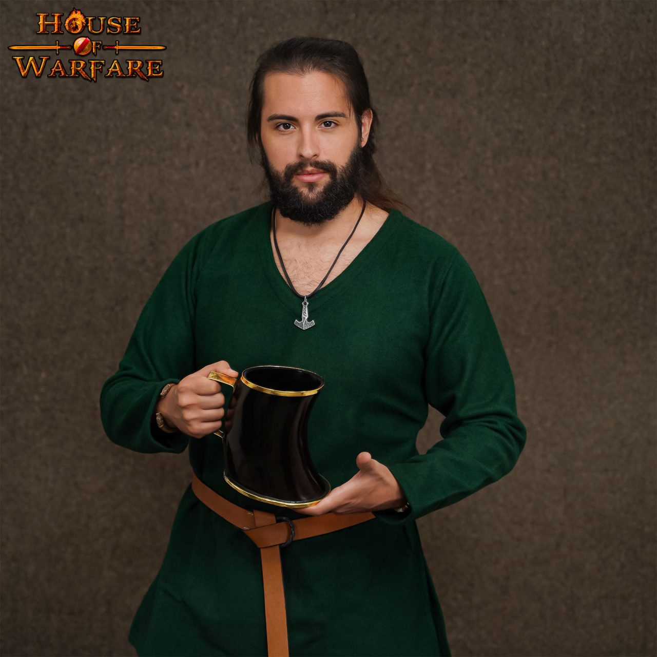 Jarra de Cuerno de Buey Estilo Vikingo con Borde de Latón Hecha a Mano - Imagen 13