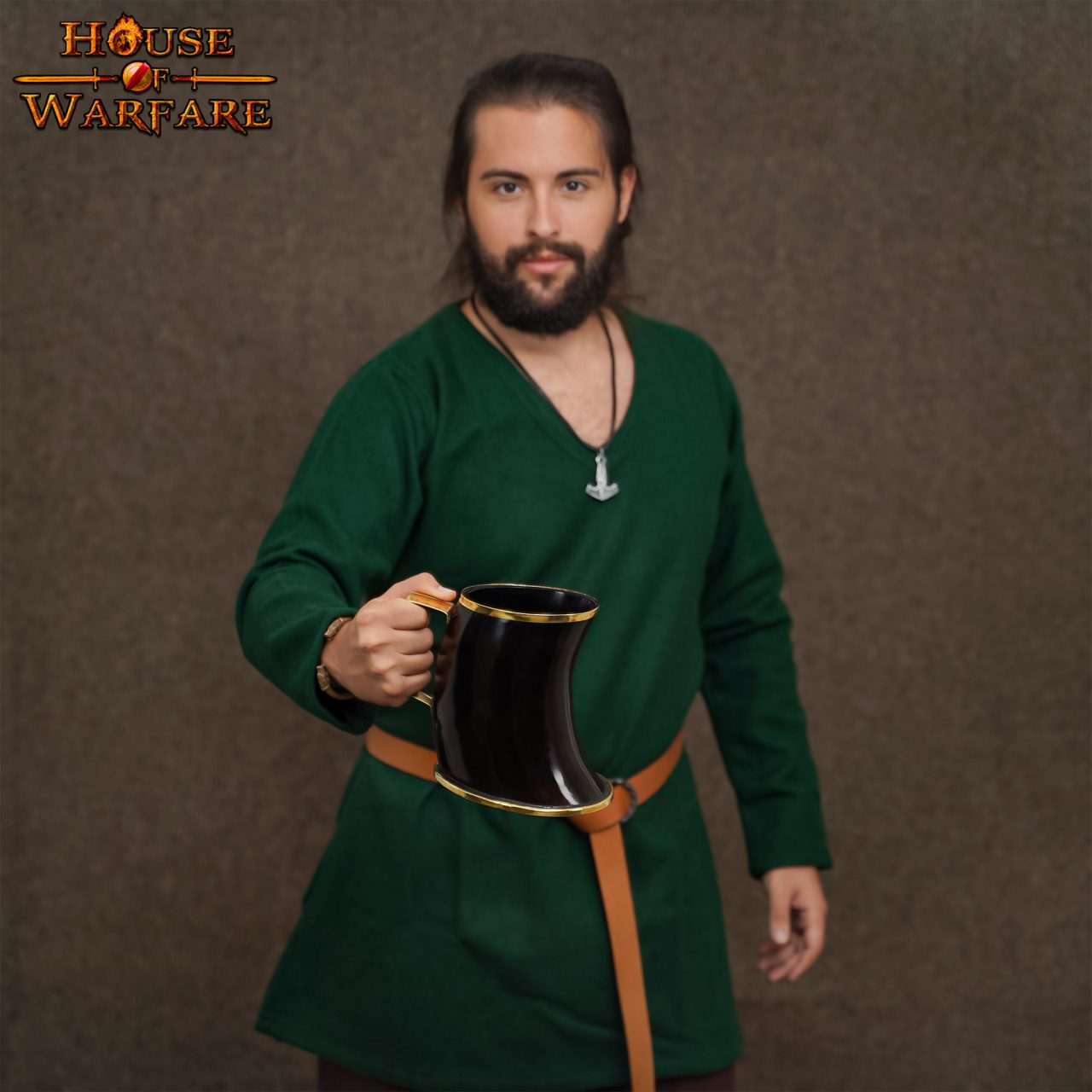 Jarra de Cuerno de Buey Estilo Vikingo con Borde de Latón Hecha a Mano - Imagen 14