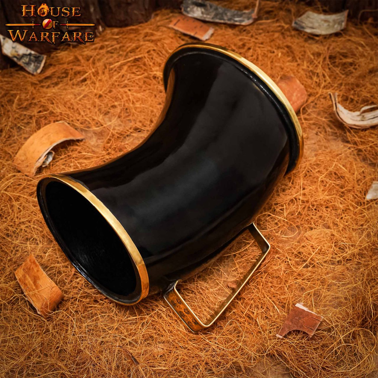 Jarra de Cuerno de Buey Estilo Vikingo con Borde de Latón Hecha a Mano - Imagen 10