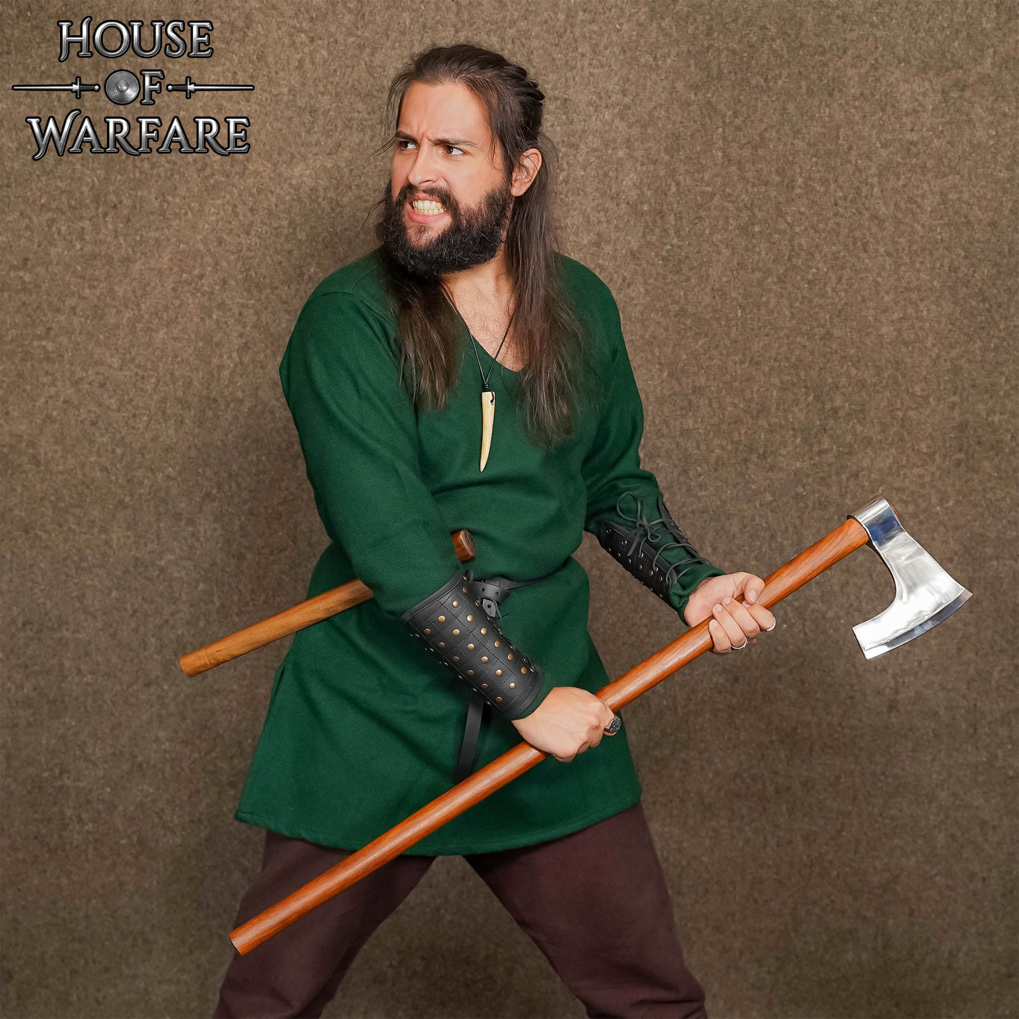 Brazales Medievales de Cuero con Remaches de Latón con Cordón de Cuero - Guardabrazos para Larp, Sca y Disfraces de Fantasía - Imagen 2