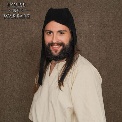 Gorra Medieval Artesanal de Piel de Ante con Visera Cuadrada - Imagen 1