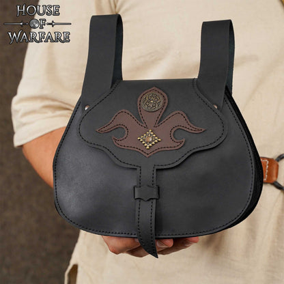 Riñonera Medieval de Cuero con Apliques y Remaches - Estilo Medieval Tardío - Imagen 1