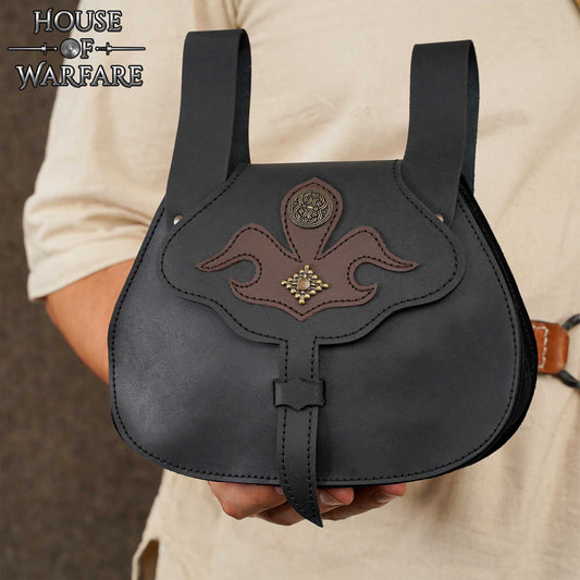 Riñonera Medieval de Cuero con Apliques y Remaches - Estilo Medieval Tardío - Imagen 1