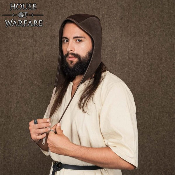 Gorro Medieval de Cuero de Ante Hecho a Mano - Larp - Imagen 1