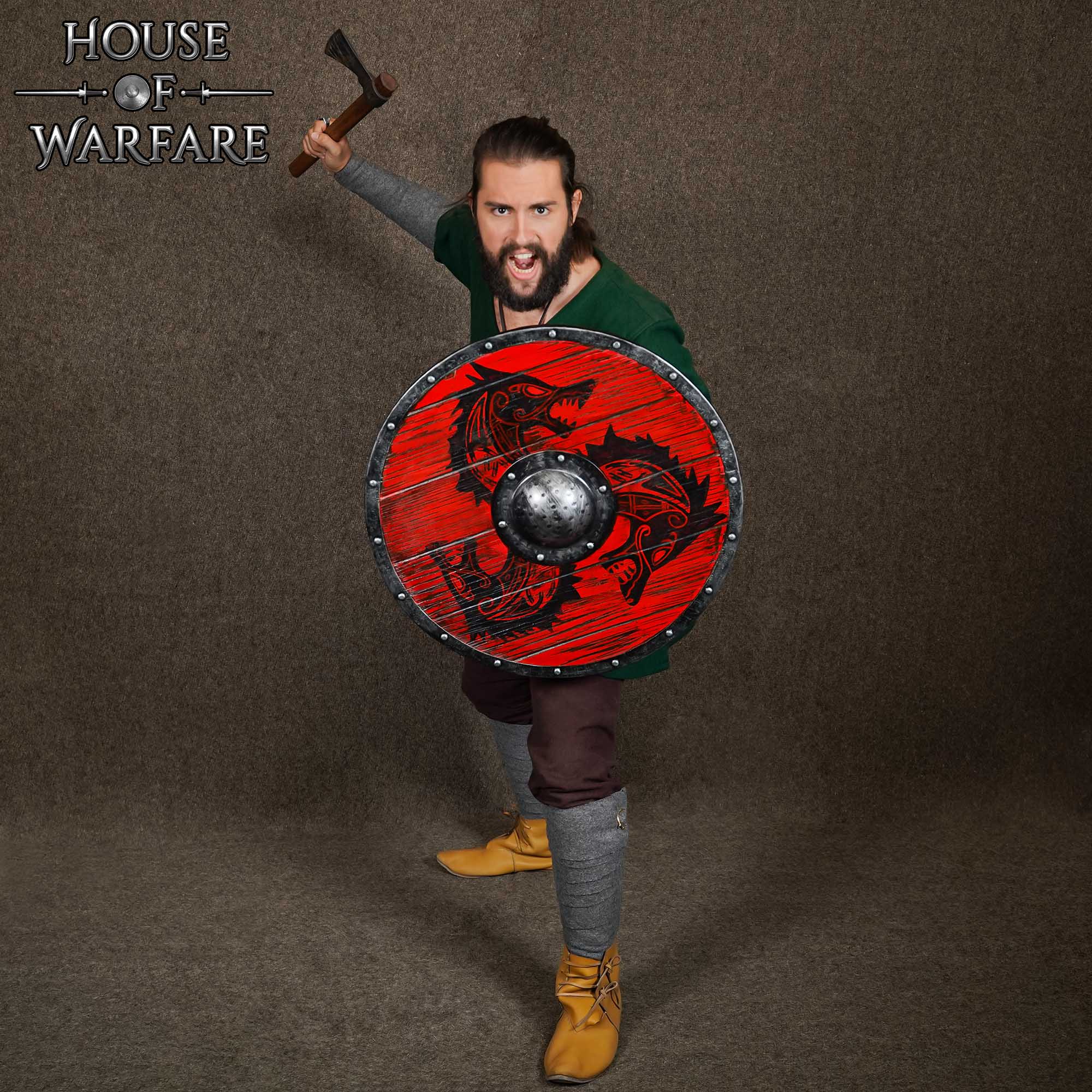 Escudo de Madera Artesanal Fenrir con Jefe de Escudo de Acero de 1,5 Mm - Imagen 7