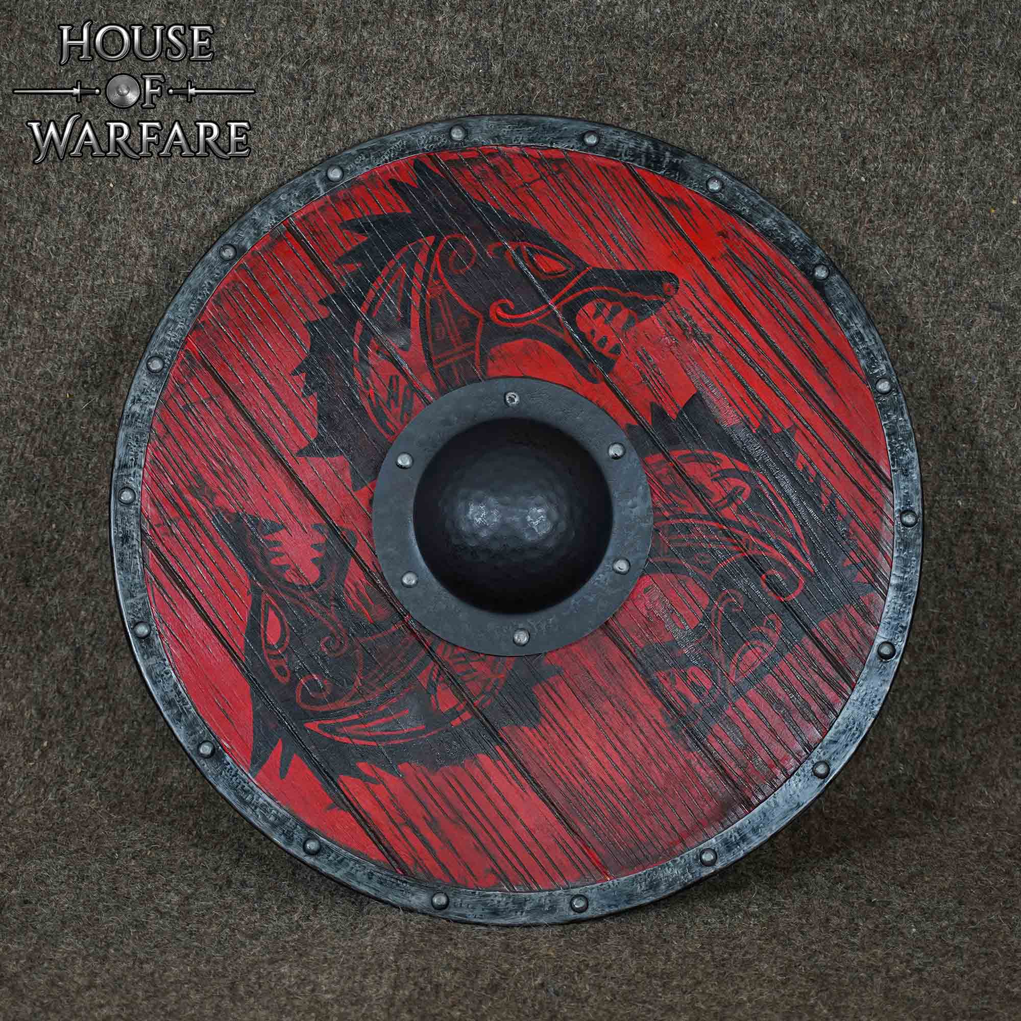 Jefe de Escudo Vikingo y Anglosajón - 7,9" de Diámetro, Acero Ennegrecido de Calibre 14 - Imagen 9