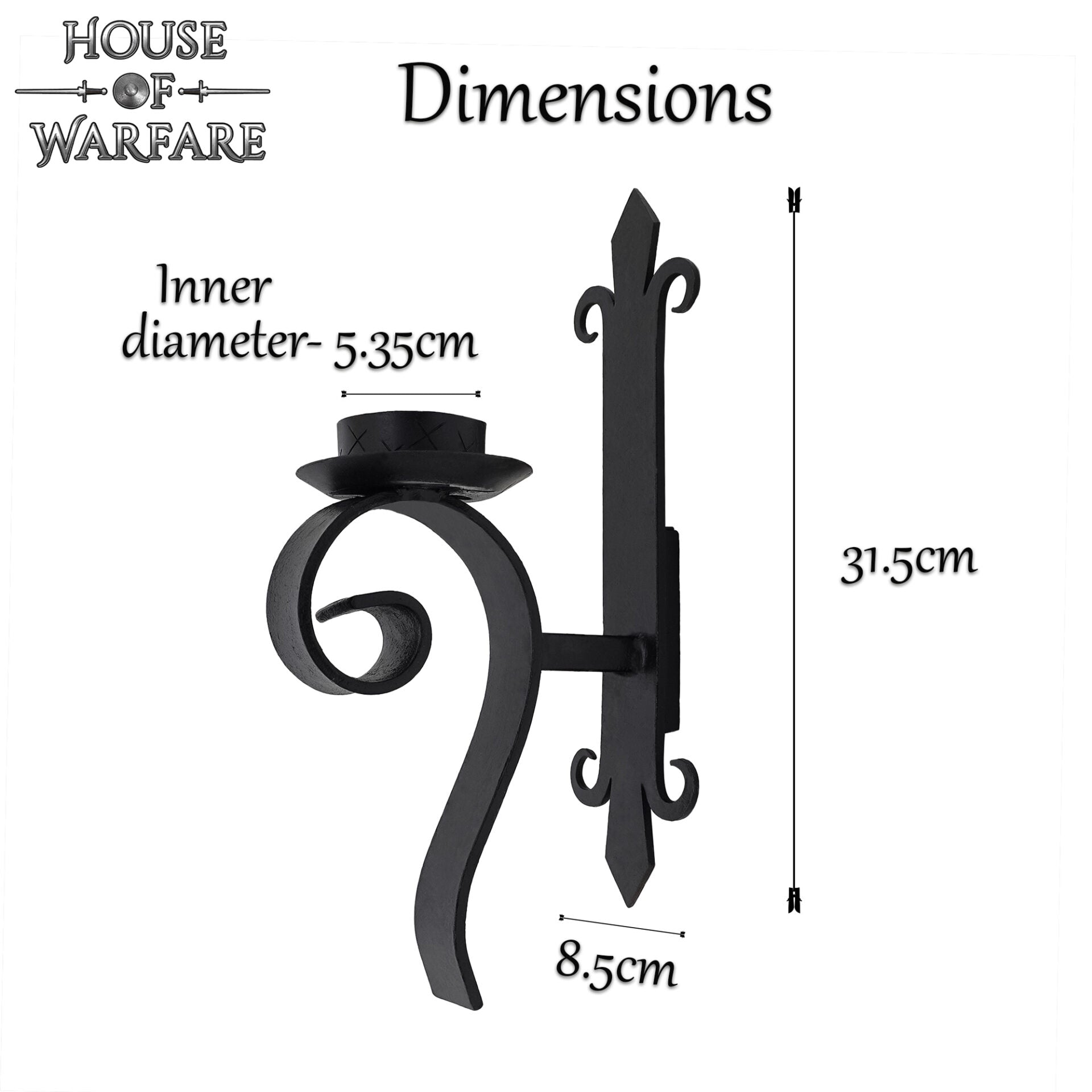 Candelero Medieval de Hierro Forjado a Mano con Flor de Lis - Imagen 11