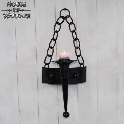 Candelabro Medieval con Cadena de Hierro Forjado a Mano - Imagen 8