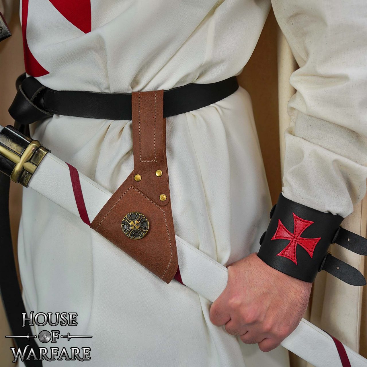 Espada Medieval de Cuero Diseño Rana Cruz Antigua - Imagen 2