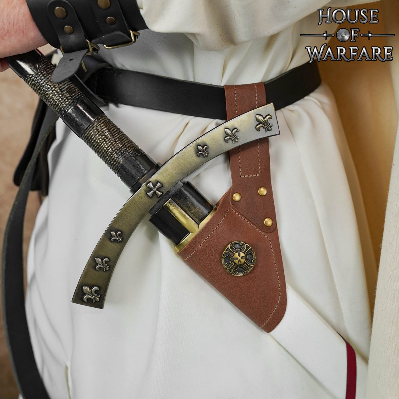 Espada Medieval de Cuero Diseño Rana Cruz Antigua - Imagen 4