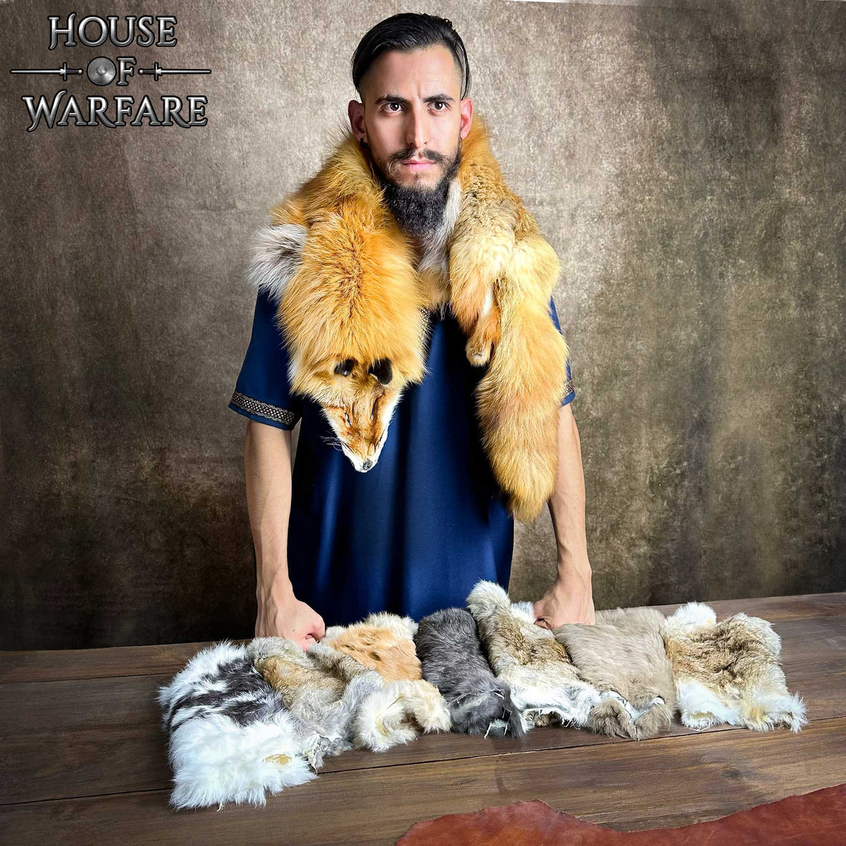 Imagen única de: Fantasía Medieval Vikingo Piel de Zorro Natural