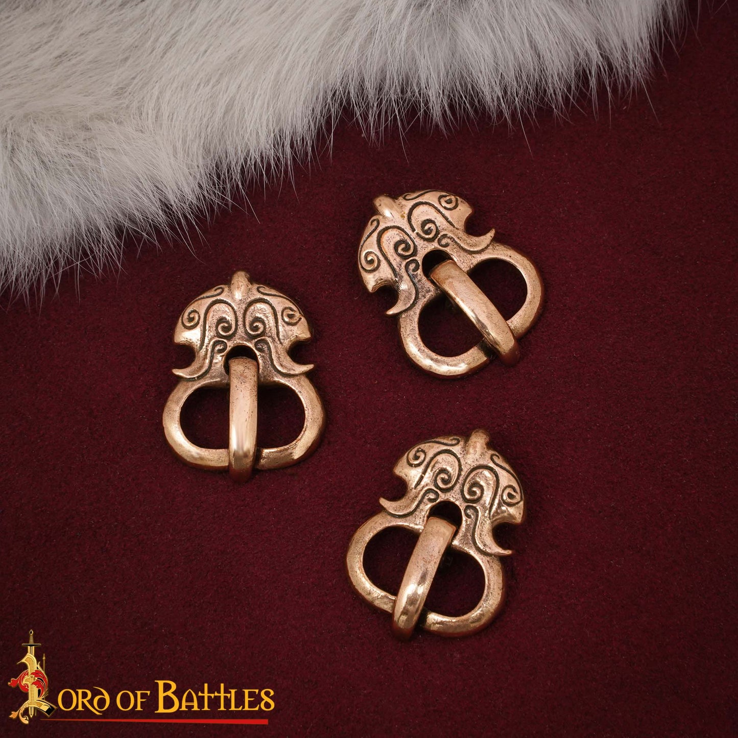Juego de Hebillas de Cinturón Vikingas - Estilo Nórdico, Acabado en Bronce Antiguo (juego de 3) - Imagen 1