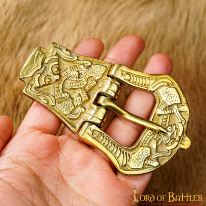 Hebilla de Cinturón Vikinga Diseño Celta Latón Puro Accesorio para Cinturón - Imagen 9