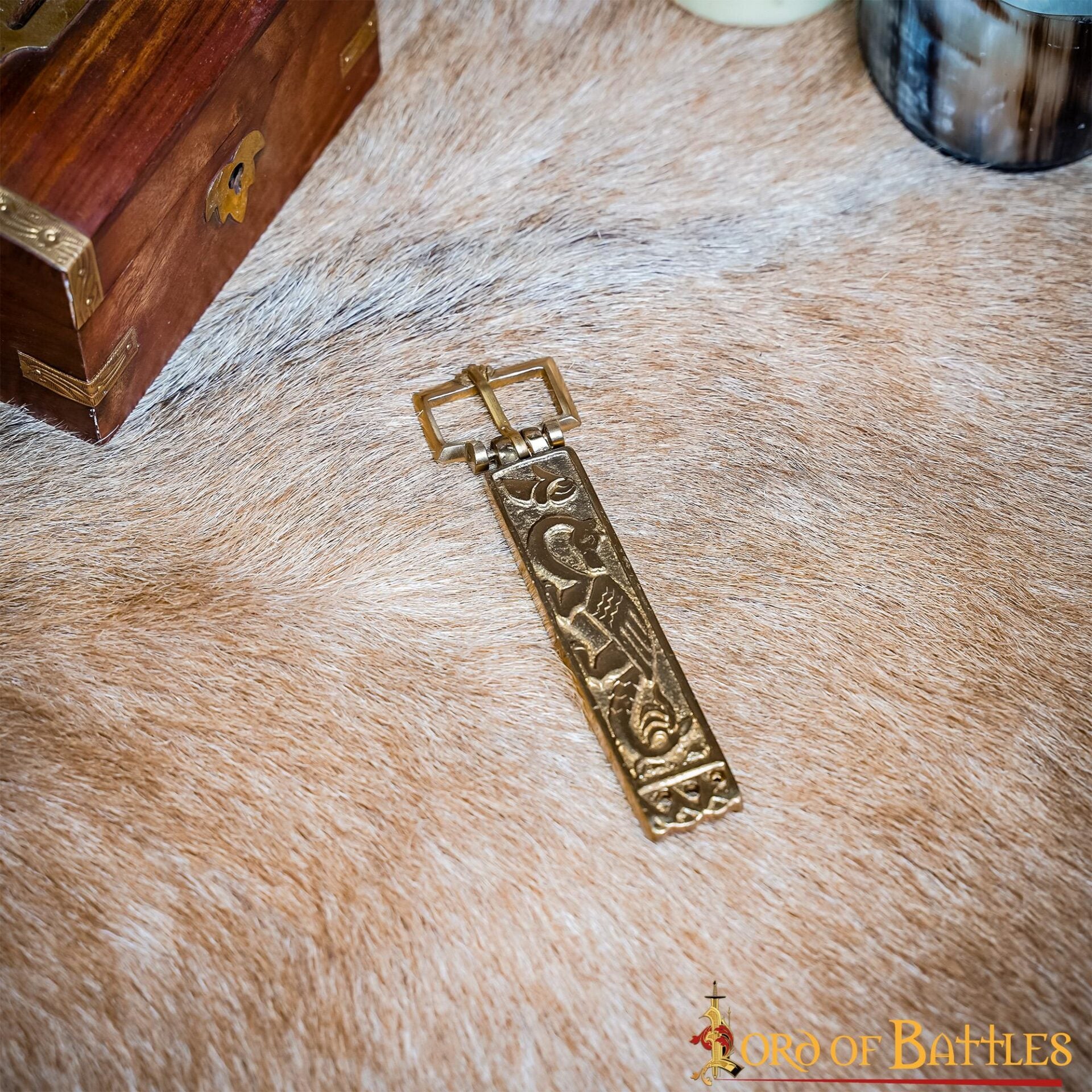 Hebilla de Cinturón Vikinga de Latón Macizo con Forma de Dragón - Diseño Nórdico Grabado - Imagen 12