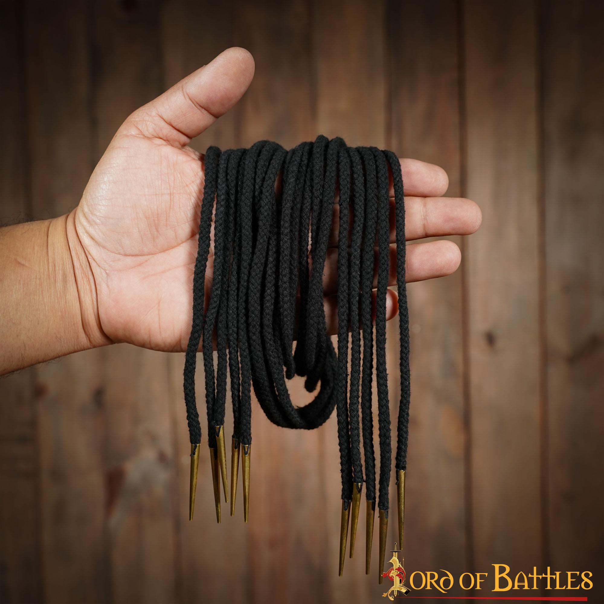 Cordones de Algodón Negro con Remates de Latón Macizo - Juego de 5 Corbatas Medievales - Imagen 14