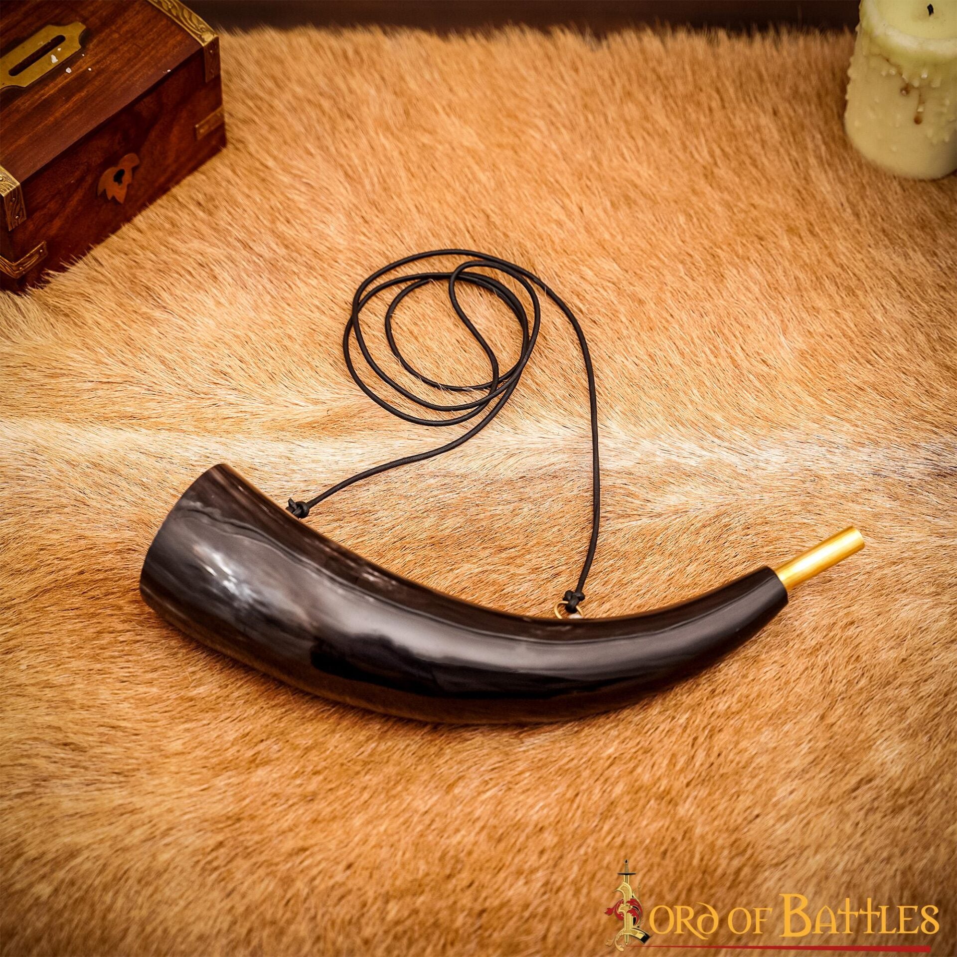 Viking Blowing Horn - Bocina de Buey de Origen Ético con Boquilla de Latón - Imagen 12