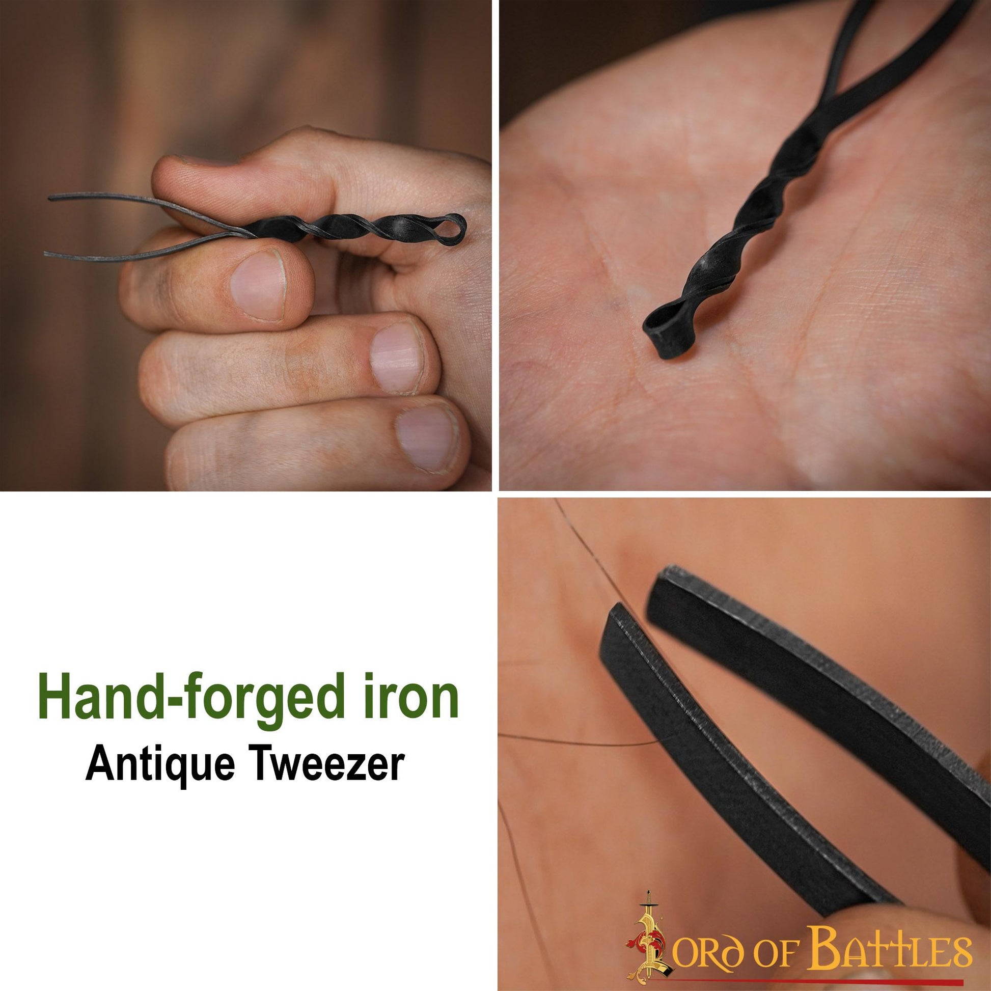 Pinza Medieval de Hierro Forjada a Mano - Herramienta Tradicional de Aseo con Mango Retorcido - Imagen 10