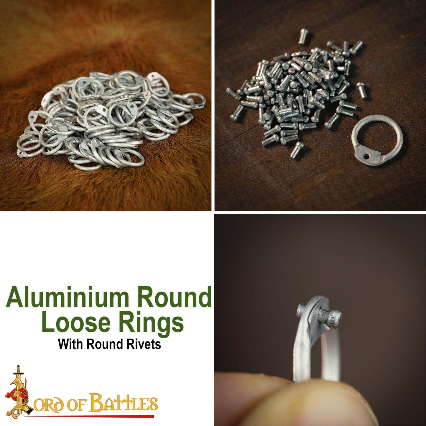 Anillos Redondos de Aluminio - Anillo Redondo con Remaches en Forma de Cúpula de 10 Mm - Calibre 16, Aluminio - Acabado Natural - 1 Kg - Ideal para Reparaciones y Bricolaje de Cota de Malla - Imagen 8