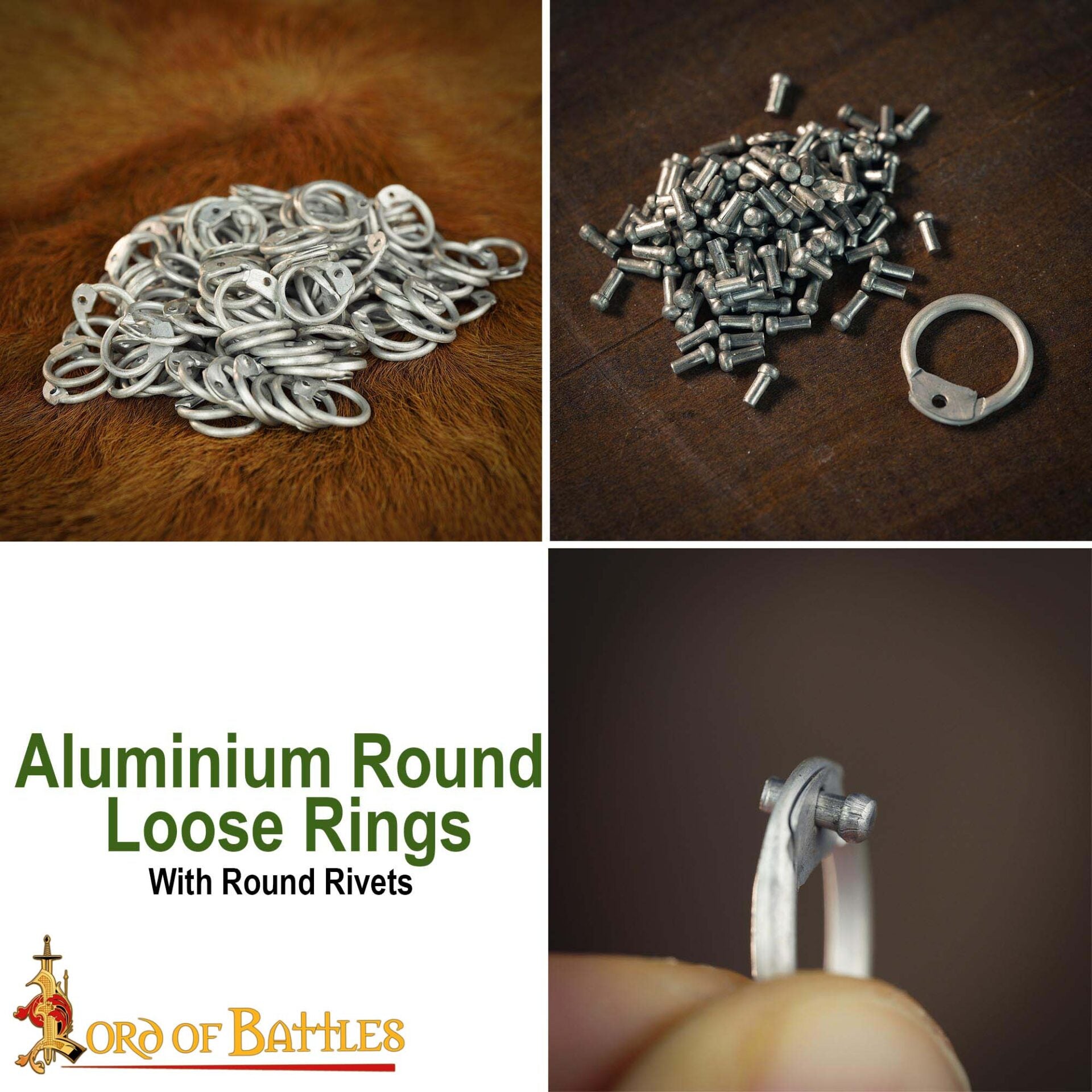 Anillos Redondos de Aluminio - Anillo Redondo con Remaches en Forma de Cúpula de 10 Mm - Calibre 16, Aluminio - Acabado Natural - 1 Kg - Ideal para Reparaciones y Bricolaje de Cota de Malla - Imagen 8