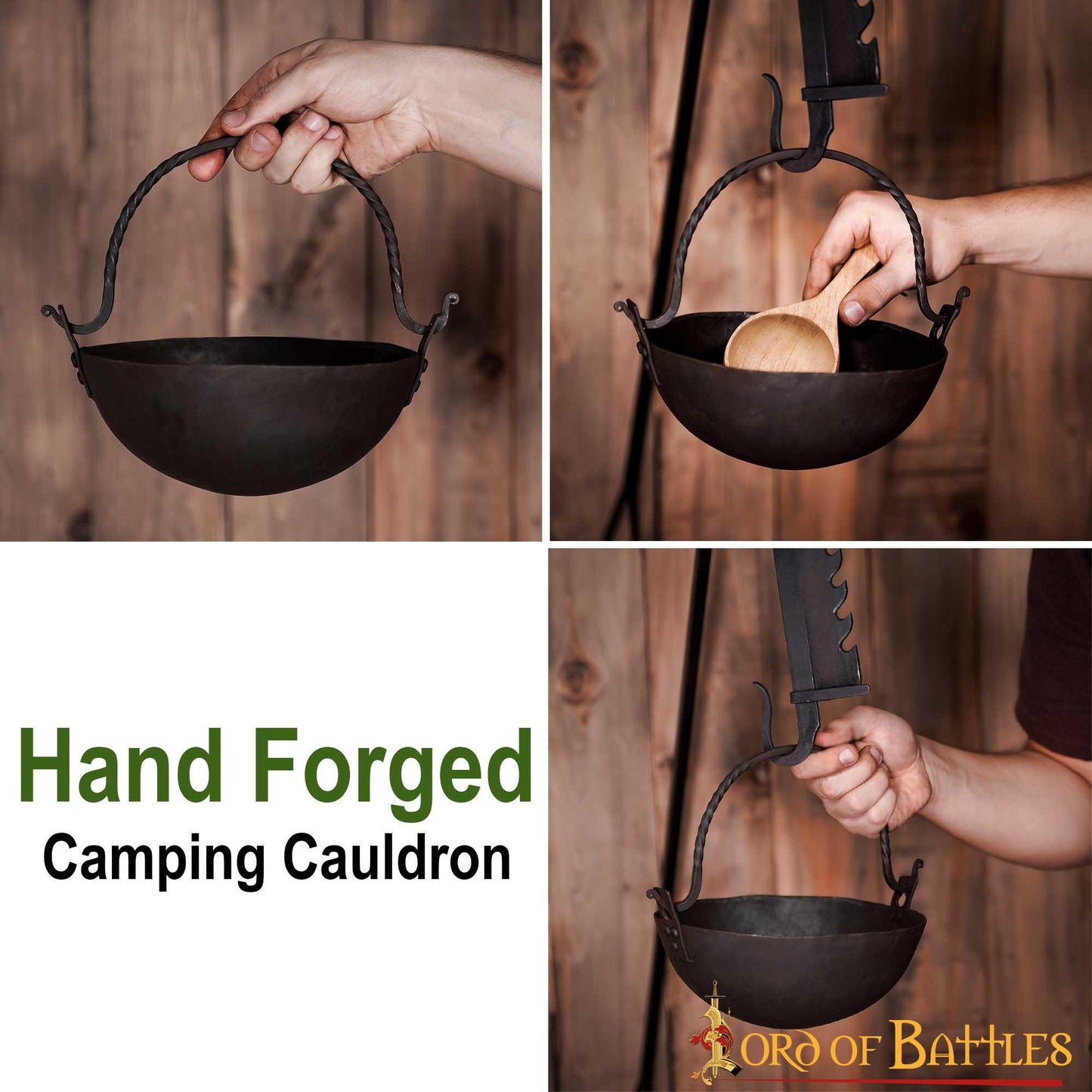 Caldero de Hierro Forjado a Mano Accesorio de Camping Totalmente Funcional - Imagen 5