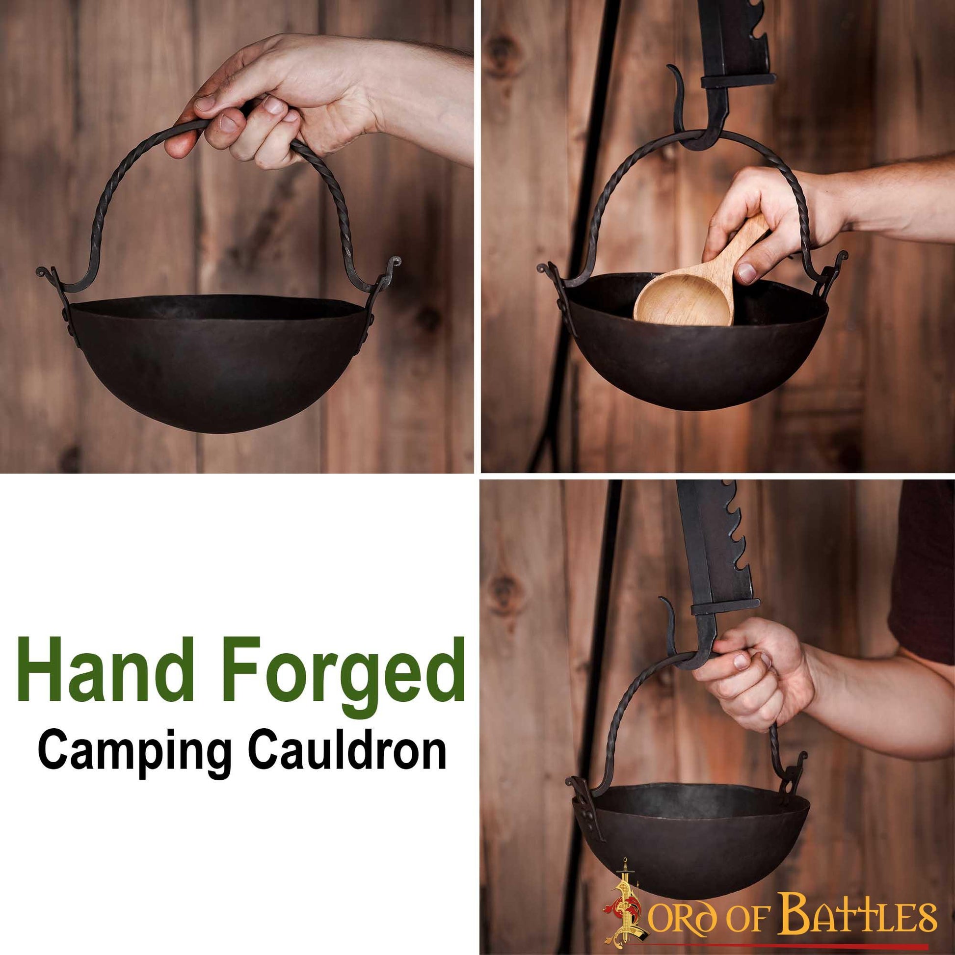 Caldero de Hierro Forjado a Mano Accesorio de Camping Totalmente Funcional - Imagen 5