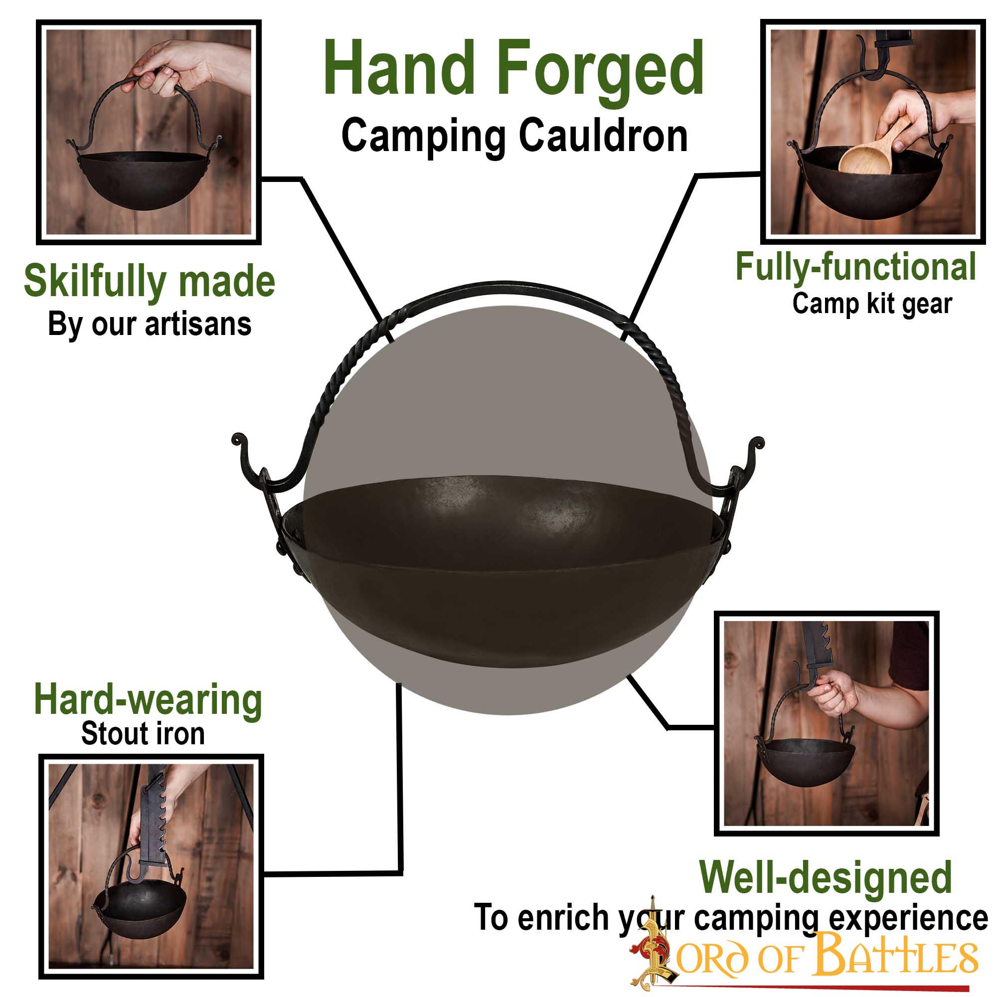 Caldero de Hierro Forjado a Mano Accesorio de Camping Totalmente Funcional - Imagen 4