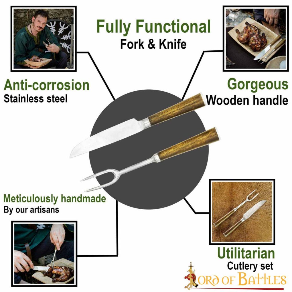 Juego de Cuchillos y Tenedores de Acero Inoxidable Totalmente Funcionales Hechos a Mano - Imagen 4