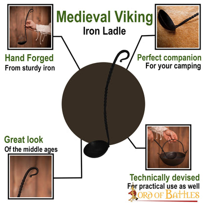 Cazo de Hierro Medieval Vikingo Forjado a Mano Equipo de Campamento Funcional - Imagen 4