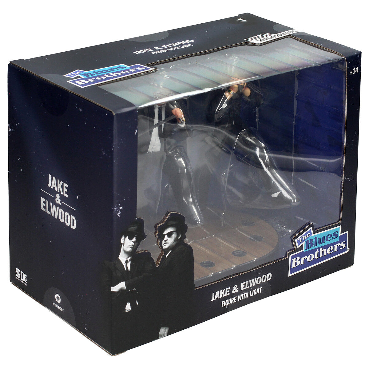 Set 2 figuras Jake y Elwood Blues Brothers con luz LED - vista principal