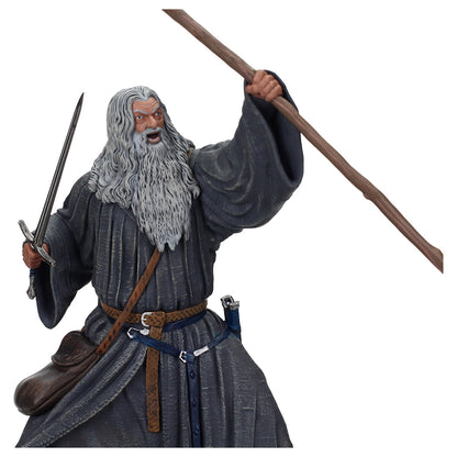 Detalle rostro Gandalf - expresión de combate con barba y cabello gris