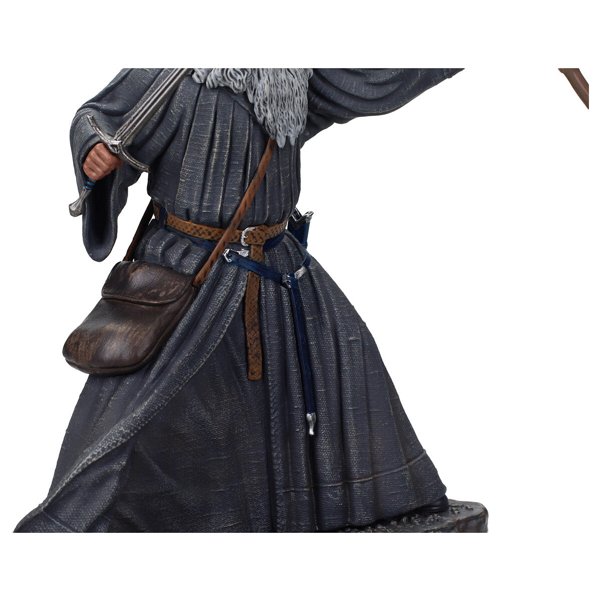 Detalle cinturón y bolsa de cuero - figura Gandalf El Señor de los Anillos