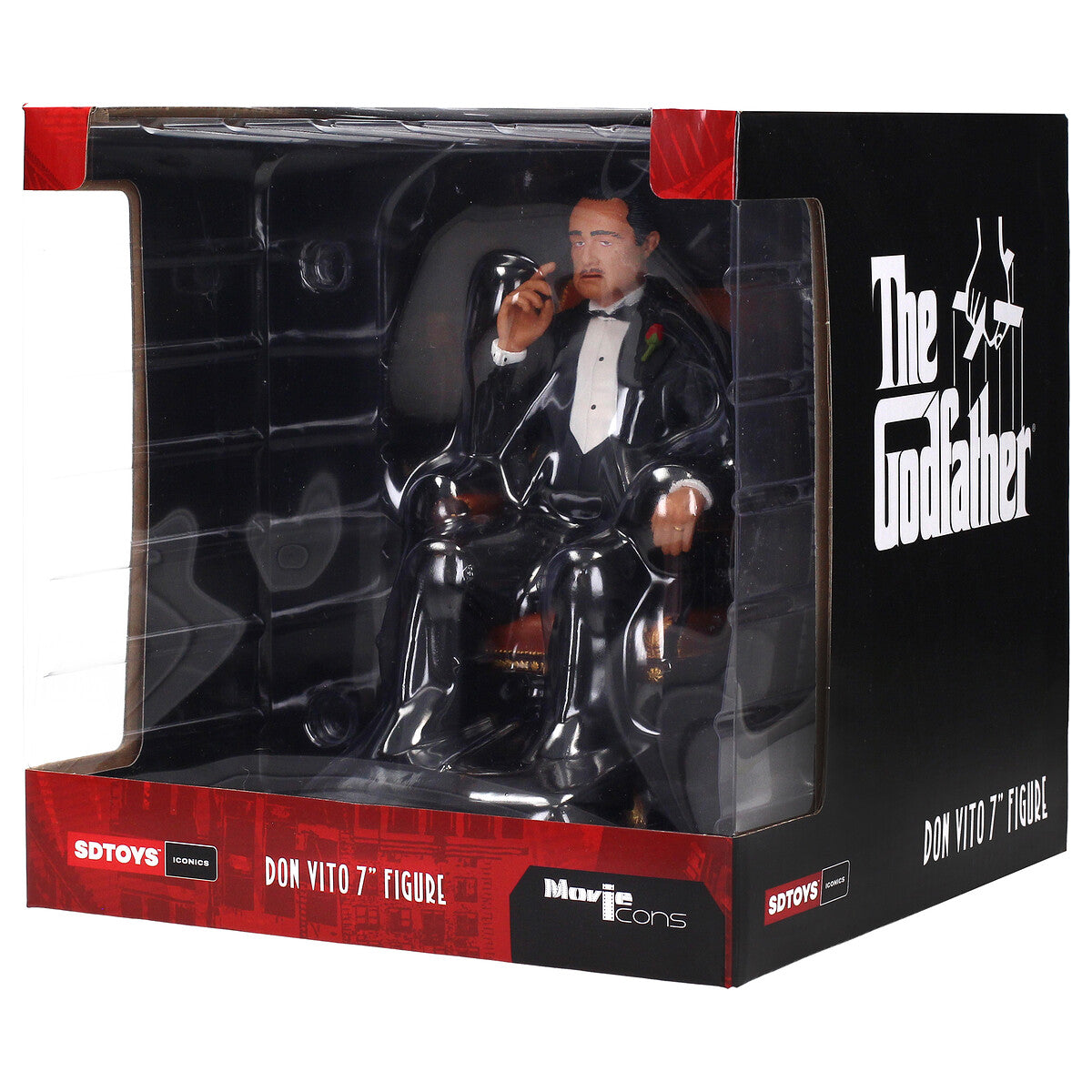 Figura Don Vito Corleone - vista frontal completa con sillón de cuero marrón