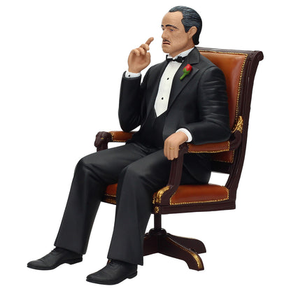 Figura Don Vito Corleone El Padrino - vista lateral derecha con rosa roja en solapa