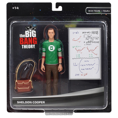 Figura Sheldon Cooper - vista frontal completa con camiseta Linterna Verde y caballetes negros