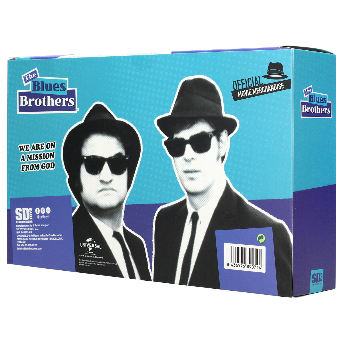 Set figuras Blues Brothers - vista lateral con base de carretera y matrícula partida ELWOOD JAKE