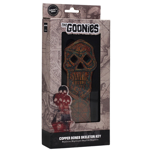 Detalle frontal llave esqueleto - calavera con ojos romboidales calados y rosa de los vientos grabada